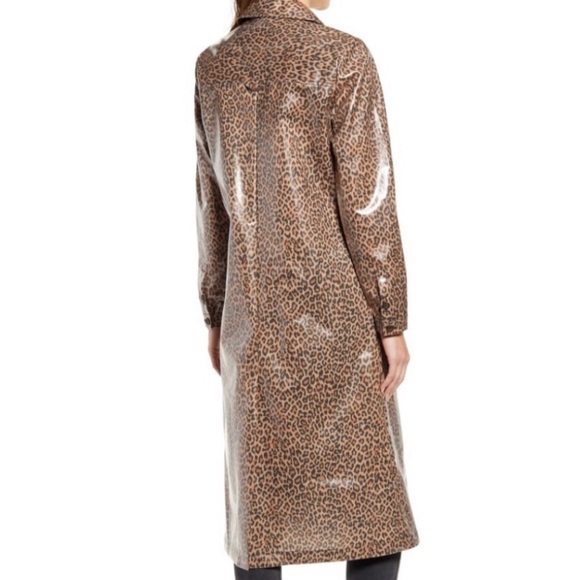 Leopard Print Water Resistant Coated Trench Coat - Picture 3 of 8